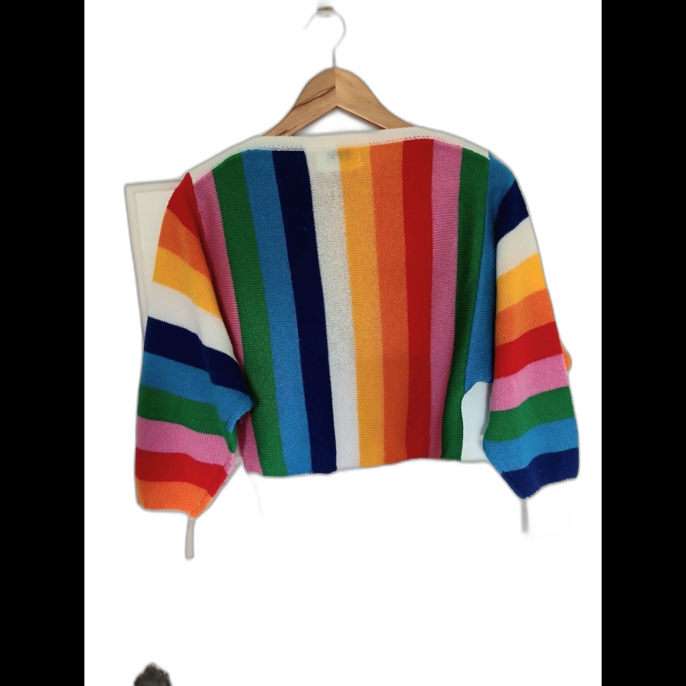 Vintage rainbow striped sweater Sz L